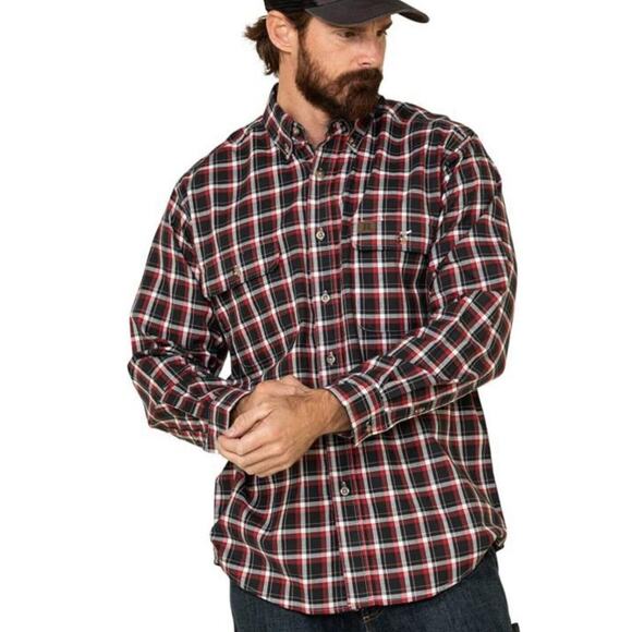 Wrangler Riggs Shirt Mens Size XL Red Black Work Wear Room 2 Button‎ Up NWT - Picture 1 of 6